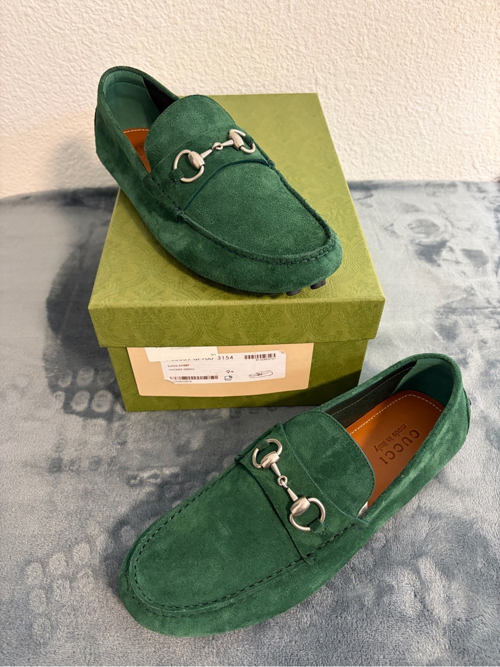 Brand New Men’s Gucci Driver Horsebit Suede Vintage Green Sz 9.5 (US 10)